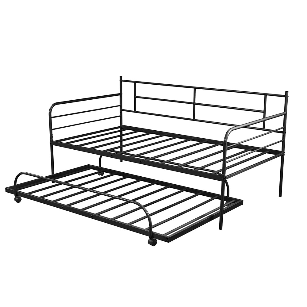 Resenkos Twin Size Metal Daybed with Trundle,Metal Bedframe for Kids/Teens/Adults,Black Resenkos Twin Size Metal Daybed with Trundle,Metal Bedframe for Kids/Teens/Adults,Black
