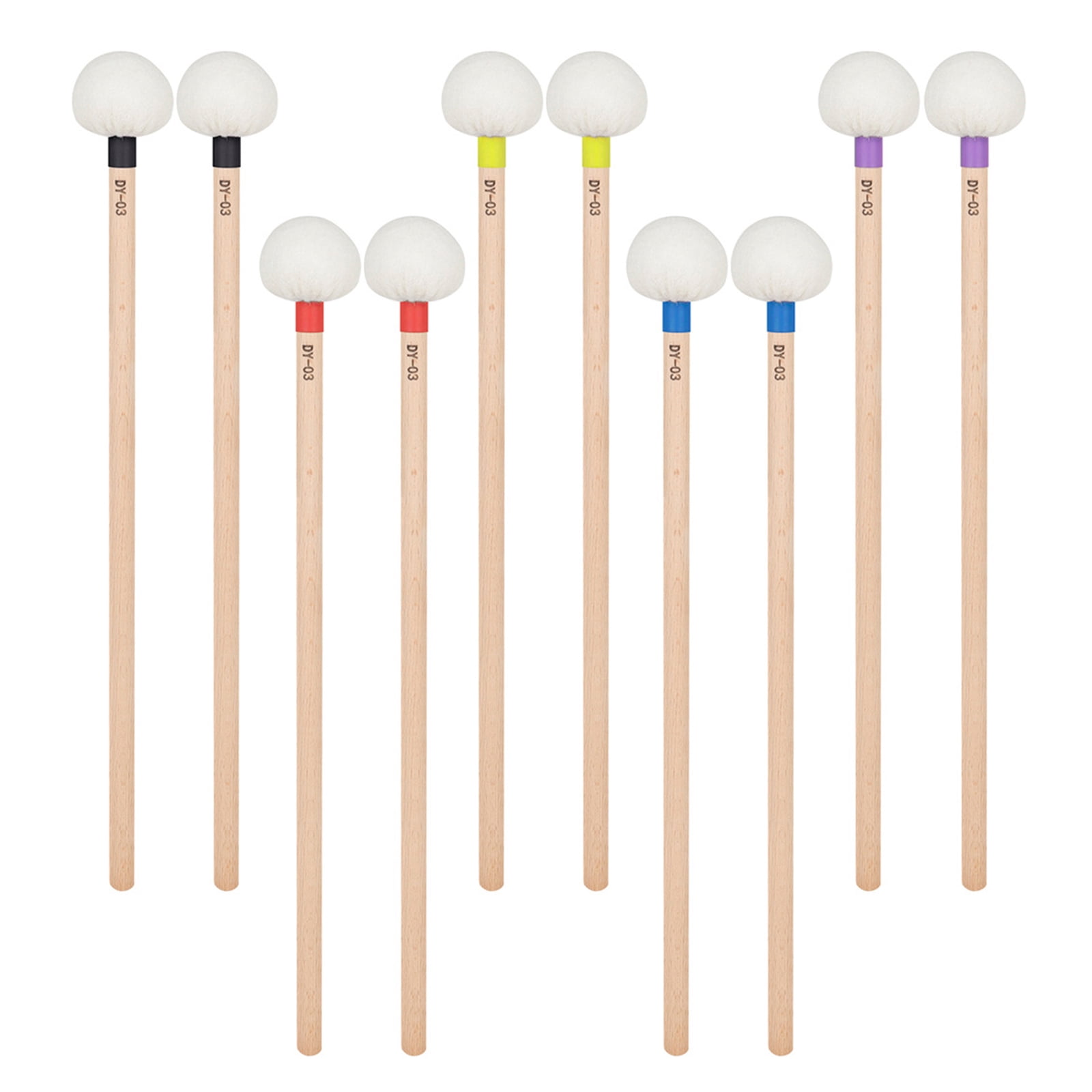 1 Pair Maples Handle Drumsticks with Soft Felt Head Percussion Snares Drum Timpani Drum Hammer