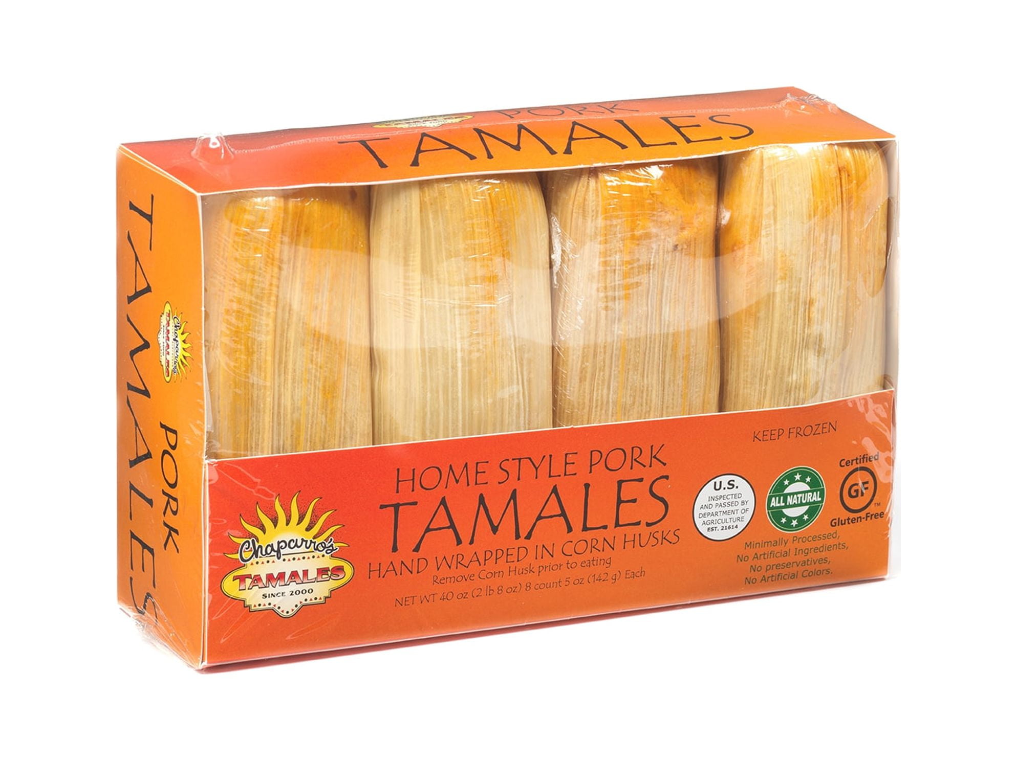 Chaparros Tamales, Gluten Free, 8 pack, 5 Oz (Frozen)