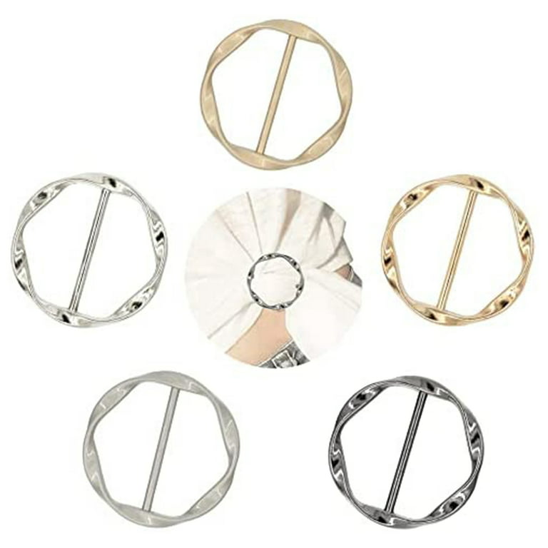 5pcs Black Scarf Ring Clip T-shirt Tie Clip Metal Round Buckle Clothing  Ring