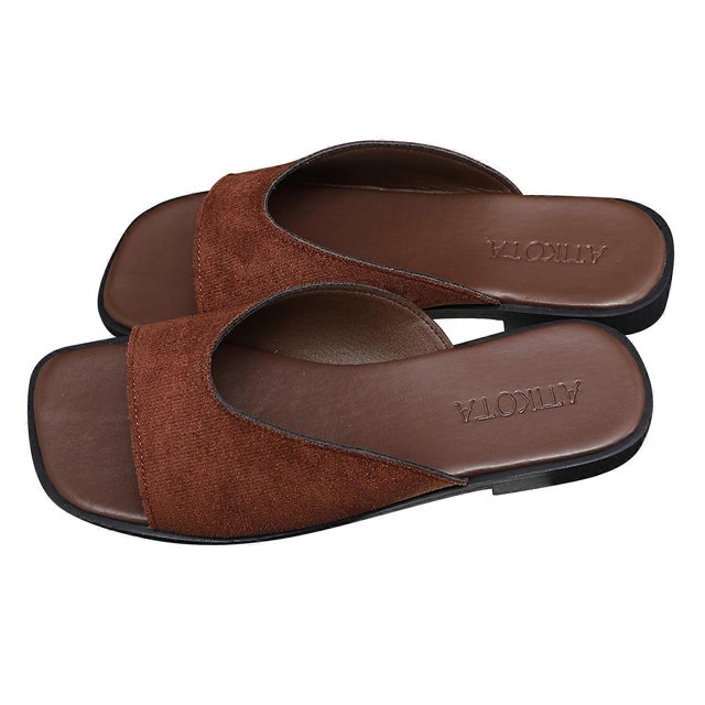 Summer Squared Toe Slippers Lightweight Easy Slip-on Slipper for Party/Holiday/Casual