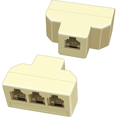 NECABLES (2 Pack) Phone Splitter 3 Way Telephone Adapter RJ11 6P4C 1