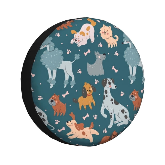 Fotbe Dogs Funda de Llanta de Repuesto con Estampado, Engrosada, Ajuste Universal para Jeep, Remolque, RV, SUV, Camión-15 inch