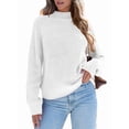 thumbnail image 2 of Women High Neck Oversized Sweaters Batwing Long Sleeve Pullover Loose Chunky Knit Jumper White L, 2 of 8