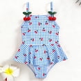thumbnail image 4 of Guluxicc Girls One Piece Swimsuit Spaghetti Strap Ruffle Swimwear Cute Gingham Cherry Print Bathing Suit, 4 of 8