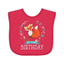 Inktastic First Birthday 1 Year Old Girl Fox Girls Baby Bib