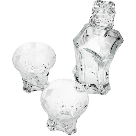 

Aurum Crystal AU52063 Crystal Cut Decanter & Two Classic Whisky Scotch Glasses Wedding Gift Crystal Cut Carafe & Whiskey Tumblers 1+2-Piece Set