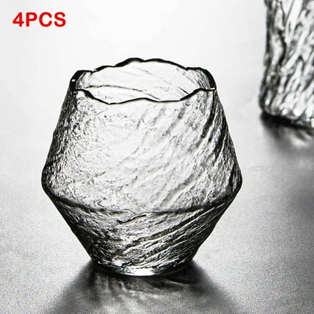 

4pcs Japanese Handmade Hammered Whiskey Glass Heat-resistant Juice Cup Liquor Whisky Crystal Wine Glass
