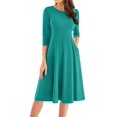 thumbnail image 1 of Vestido casual GRACE KARIN en forma de A Swing S, manga 3/4, color verde lago, 1 of 6