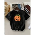 thumbnail image 2 of Cute Pumpkin Face Print Boys TShirt, Casual Style Summer outfit, Soft Cotton Tee For Kids, Halloween Design, Short Sleeve Graphic Tee, Comfortable and Breathable Fabric, Stylish and apparel, 2 of 6