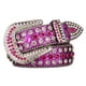 thumbnail image 1 of Nvzi Cinturón de cuero con tachuelas y cristales brillantes para hombre y mujer, estilo occidental, para pantalones vaqueros (morado), 1 of 5