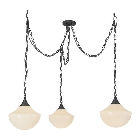 Alora Lighting Mp651312 Farrah 3 Light 12" Wide Multi Light Pendant - Matte Black / Glossy