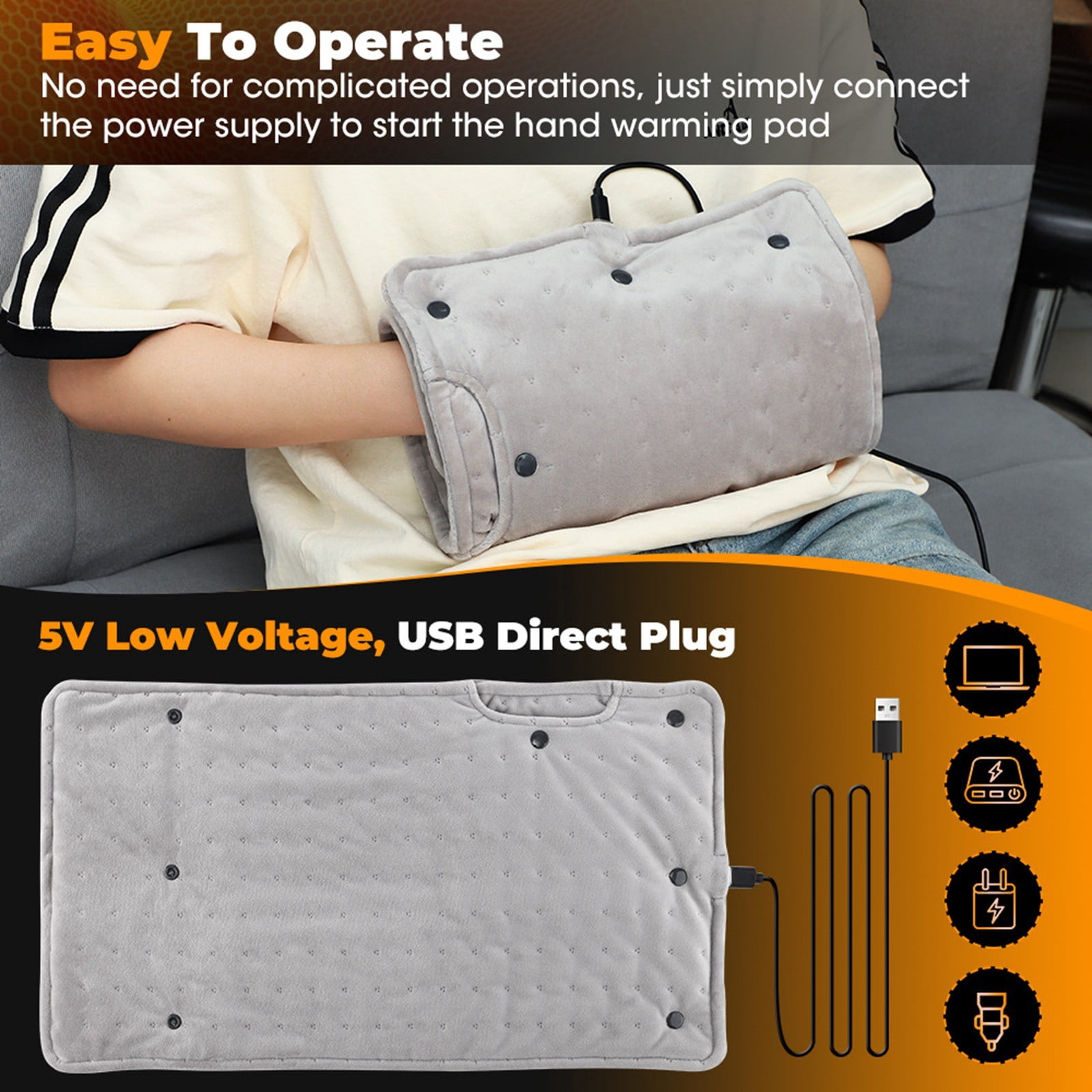 USB Powered Direct Plug Hand and Leg Warmer Constant Temperature Heating for Cozy Home Use