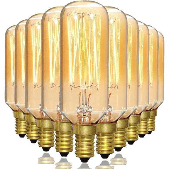 SATCO S2420 40W 120V T9 Incandescent Bulb Clear Gold Vintage E12 Candelabra Base (10 Pack)
