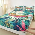 thumbnail image 3 of Feelyou Kawaii Leopard Cheetah Twin Sheet Sets, Green Leaves Botanical Twin Fitted Sheet, Cute Jungle Animal Flat Sheet, Microfiber Bedroom Decor, 3pcs, 3 of 7