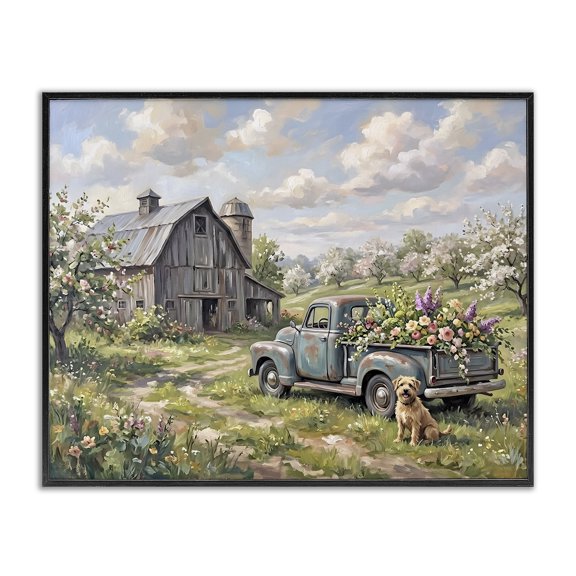 Stupell Industries Rustic Lodge Proud Dog by Truckload of Flowers Black Framed Giclee Art, 14 x 11, by Tabz Jones