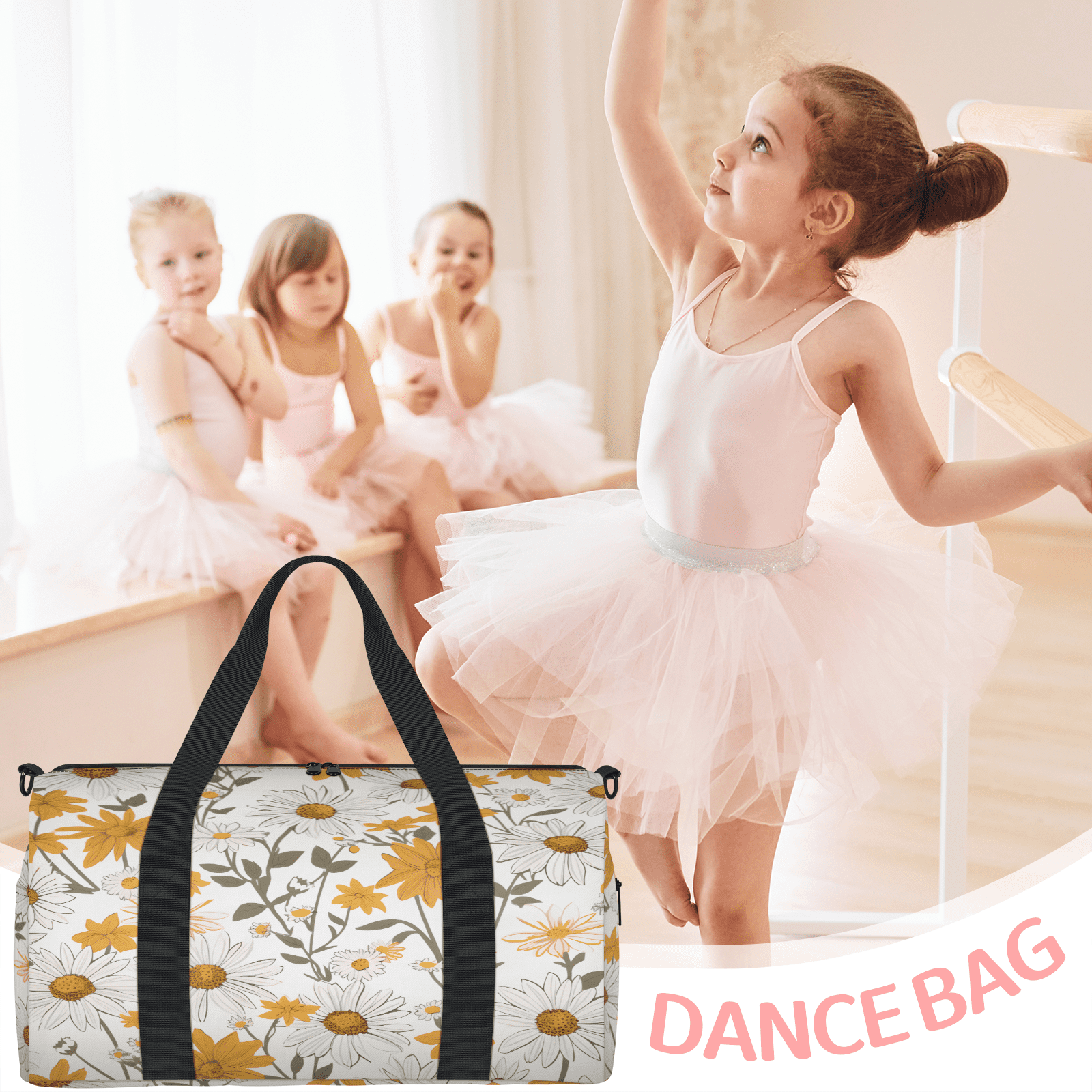 Herdesigns Wild Flowers Floral Gym Bag for Women, Duffle Bag for Travel Sport, Spring Summer Lightweight Waterproof Carry on Weekender Dance Yoga Workout Bags