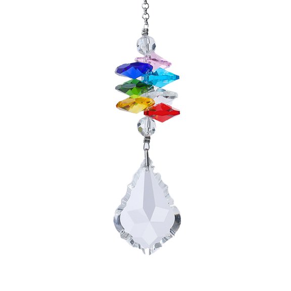 Crystal Suncatcher,Hanging Rainbow Maker with Chakra Star Beads,Window Home Decor