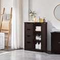 thumbnail image 3 of Large Bathroom Floor Cabinet with 4 Drawers and Single Door Cabinet, Freestanding Storage Cabinet for Living Room Kitchen Hallway, Espresso, 3 of 18