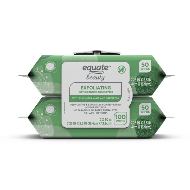 Equate Eq Exfoliating Twin Pack Wipe 100ct