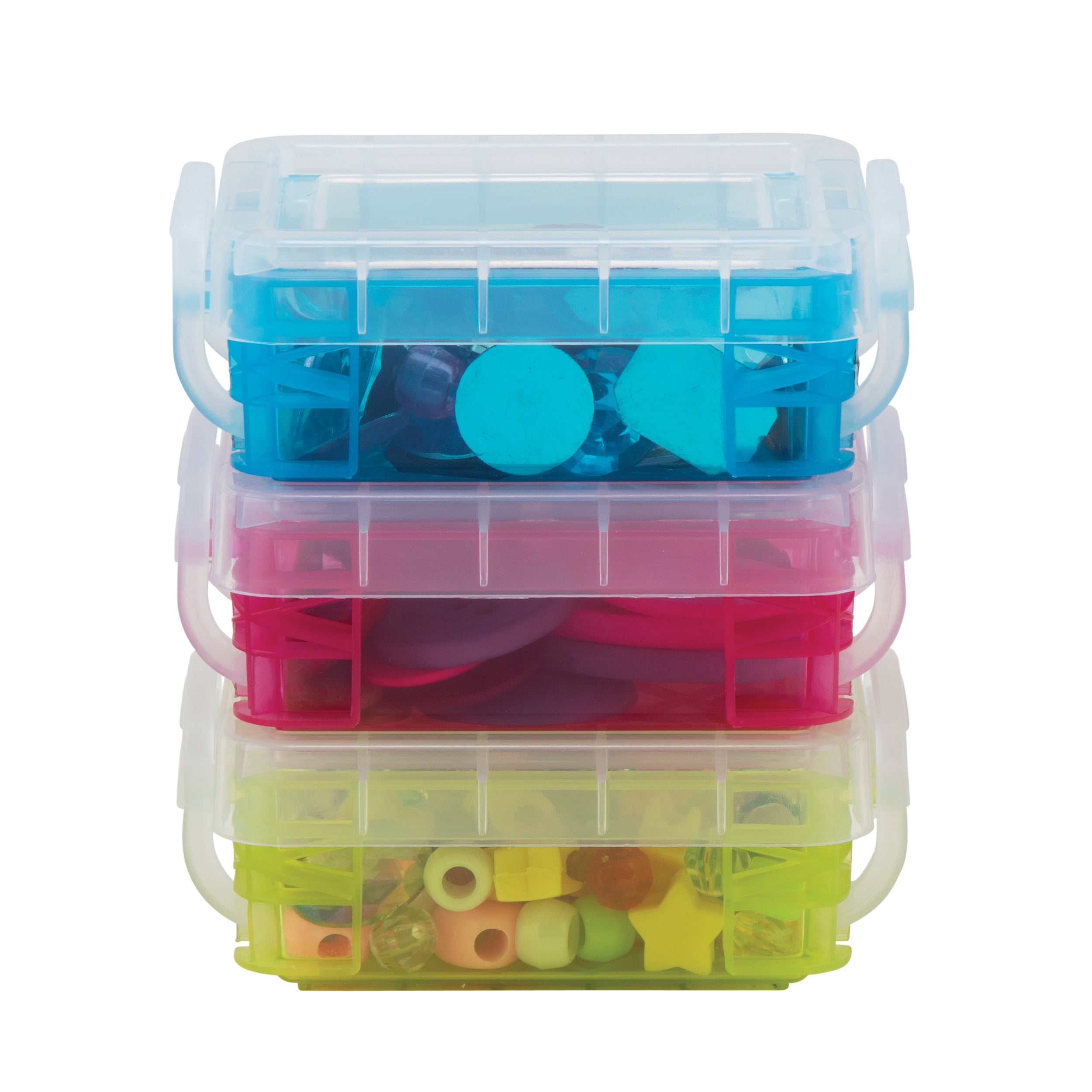 Super Stacker 3 Count (36 total) Assorted  Color Bitty Boxes - Storage Organizer for Office and Craft Supplies - 12 Bulk Pack