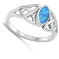 thumbnail image 4 of CHOOSE YOUR COLOR Celtic Blue Simulated Opal Ring .925 Sterling Silver Band CZ Female Size 6, 4 of 4
