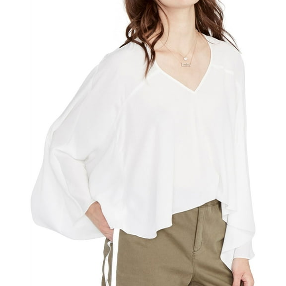 Rachel Roy Womens Drapey Knit Blouse, White, Medium