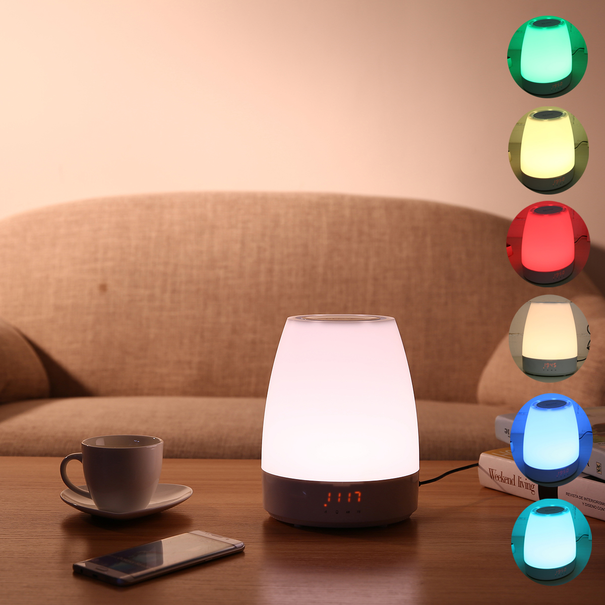 bedside lamp and clock