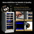 thumbnail image 4 of 15-Inch Wine Cooler, 30-Bottle Dual Zones Wine Cellar w/Double Layer Glass Door, Memory Temp Control & Efficient Compressor, Freestanding & Built-in Wine Refrigerator, 4 of 10