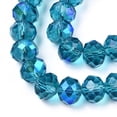 thumbnail image 2 of Electroplate Glass Beads Strands Half Rainbow Plated Faceted Rondelle Steel Blue 6x5mm Hole: 1mm about 83~85pcs/strand 38~39cm, 2 of 4