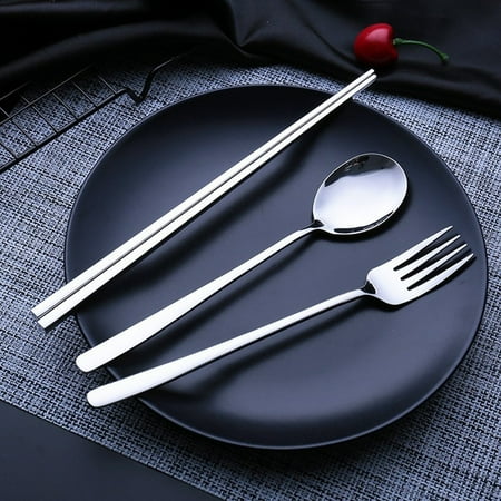 

Portable Stainless Steel 304 Korean Style Spoon Fork Chopsticks Three-piece Set