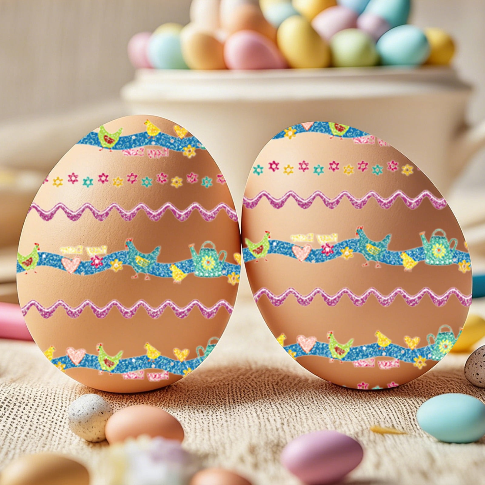 DAMAI Easter Eggs Tattoo Stickers Easter Art Decals Funny Colorful Stickers Cute Rabbit Chick Flower Stars Eggs Tattoo Art Design Decals DIY Party Decoration Supplies for Eggs