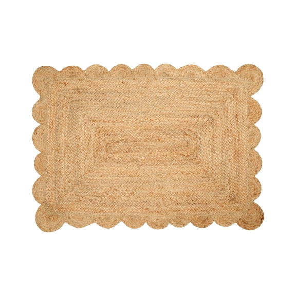 Savi Home Handwoven Jute Braided Area Rug with Scalloped Border 2'x3' ft Natural