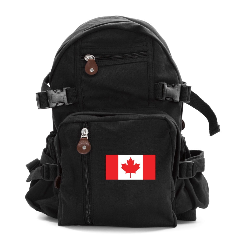 Canadian Flag Sport Heavyweight Canvas Backpack Bag in Black, Small ...
