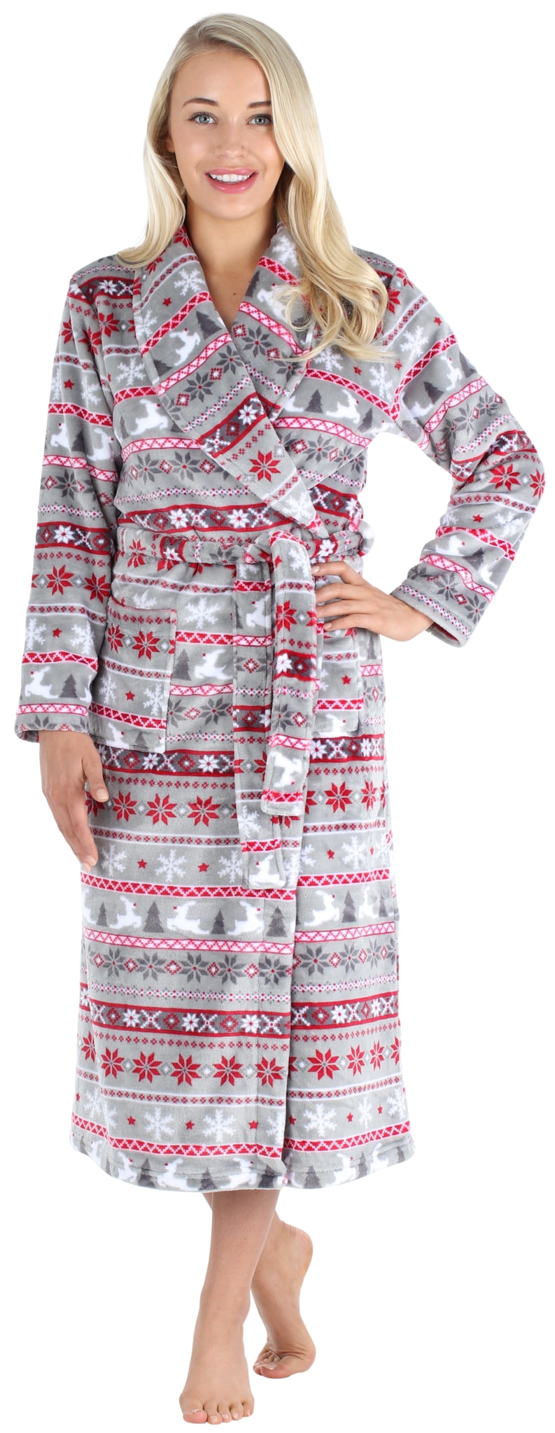 PajamaMania Women's Plush Fleece Long Bathrobes