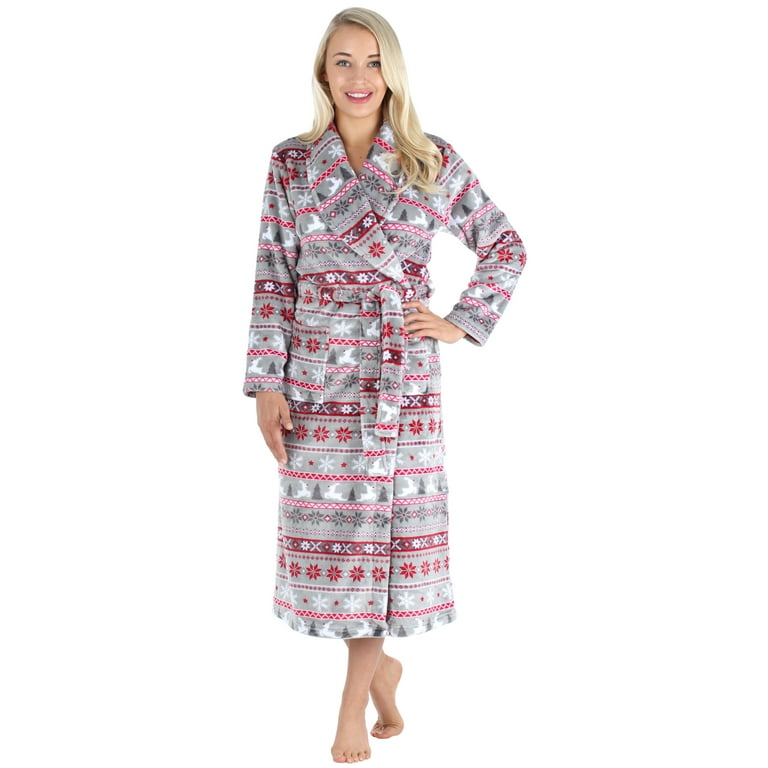 PajamaMania Women s Plush Fleece Long Bathrobes Walmart