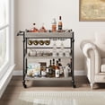 thumbnail image 2 of 3-Tier Metal Rolling Bar Cart with Wine Rack and Removable Tray, Gray Serving Cart for Kitchen, Dining Room and Living Room, 2 of 6