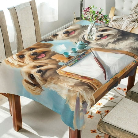 

BZSMCE Square Tablecloth Dogs Drawing Board Pattern Tableclothes