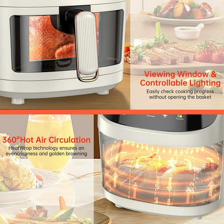  WOOLALA 360° Visible Glass Air Fryer, 2.5-Qt Air Fryers Oven  Oil-Free Low Fat Cooking, Compact Air Fryer with Automatic Timer and  Temperature Control, Great for 1-3 People Use : Home 