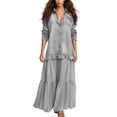 thumbnail image 2 of Hvogkswy Denim Dress for Women Long Sleeve Lapel Button Down Flowy Long Dress Loose Bohemian Denim Shirt Maxi Dresses with Ruffle Hem, 2 of 4