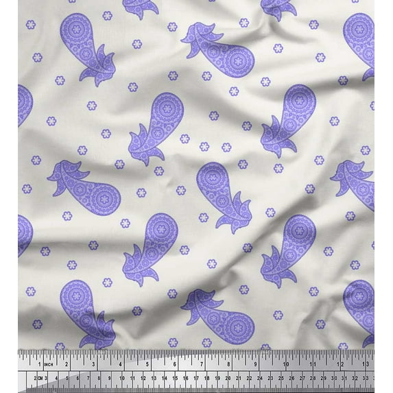 Soimoi Purple Rayon Fabric Floral & Paisley Print Fabric by the Yard 42 Inch Wide