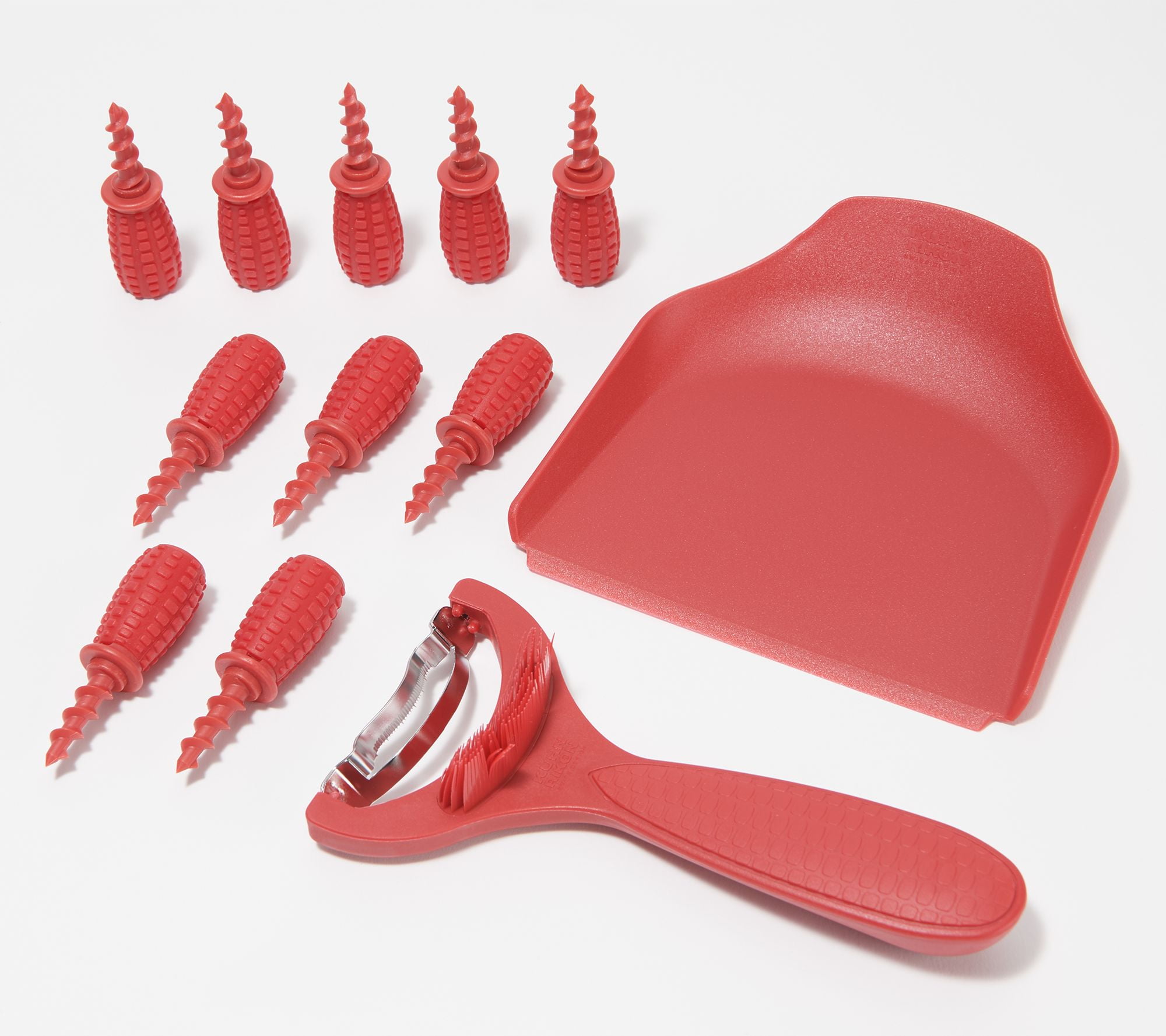 Kuhn Rikon Corn Zipper & Scraper with 10 Heat Resistant Corn Holders