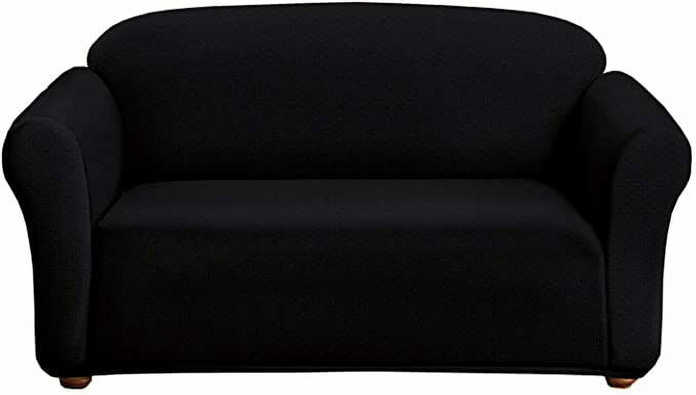 Milan Furniture Slipcover Fitted Protector Couch Cover Jacquard Soft Stretch Non Slip Fabric, Sofa, Black