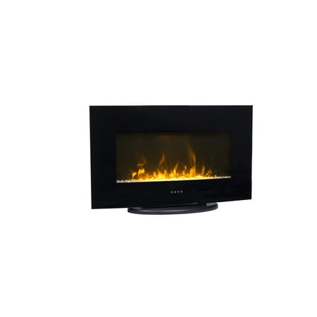 Decor Flame 35inch Wallmount Fireplace With Stand Black Decor Flame 35inch Wallmount Fireplace With Stand Black
