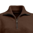 thumbnail image 6 of NTACZA Zip Mock Neck Sweaters for Women Trendy Brown Dressy Quarter Zip Sweaters Pullover Knitted Polos Ladies Jumpers S, 6 of 9
