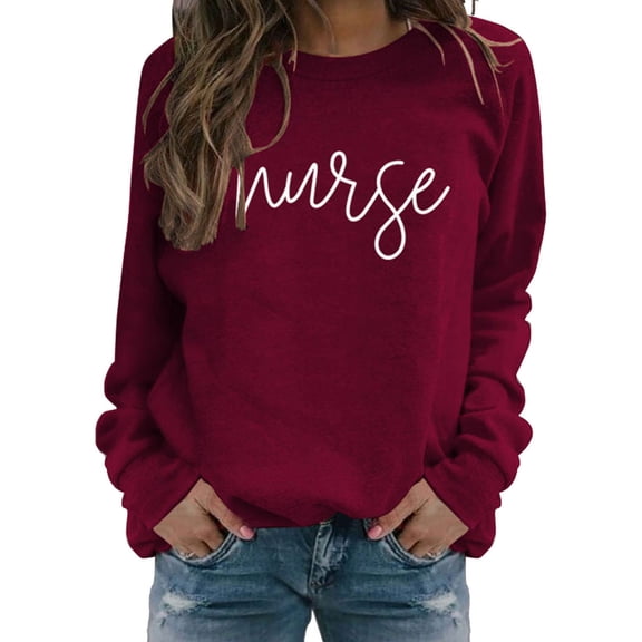 WXLWZYWL Trendy Sweatshirts For Women 2023 Women'S Nurse Christmas Printed Long Sleeved Round Neck Sweater