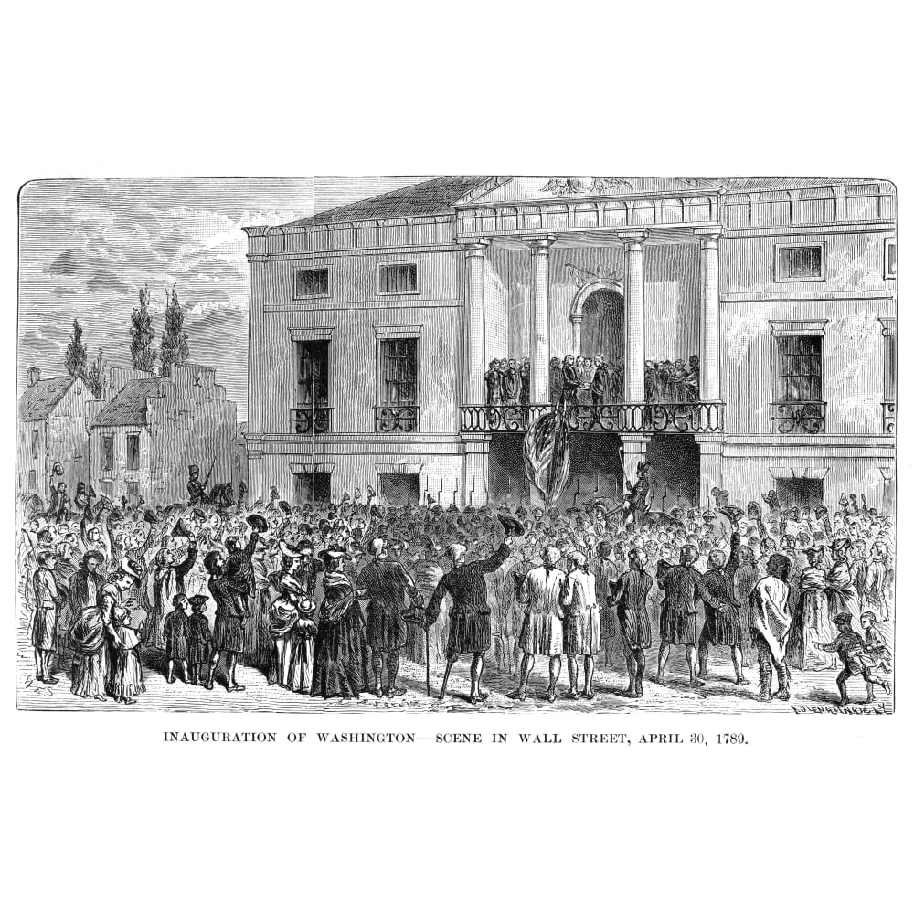 The Inauguration of President George Washington (1732-99) 30 April, 1789 at the Old City Hall ...