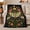 Celestial Moth Sofa Scene Flannel Blanket, variant on Celestial Moth Sofa Scene Flannel Blanket, Soft Black Botanical Home Decor with Pale Green Wings, Coral Red Cream Blooms, Moon Trio Gold Stars and Harvest Room Accents Housewarming Gift