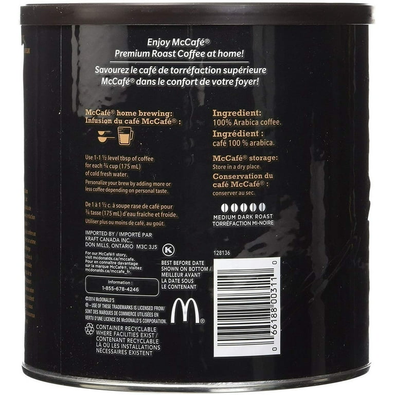 McCafé Premium 100% Arabica Medium Dark Roast Coffee, 1.36 kg/3