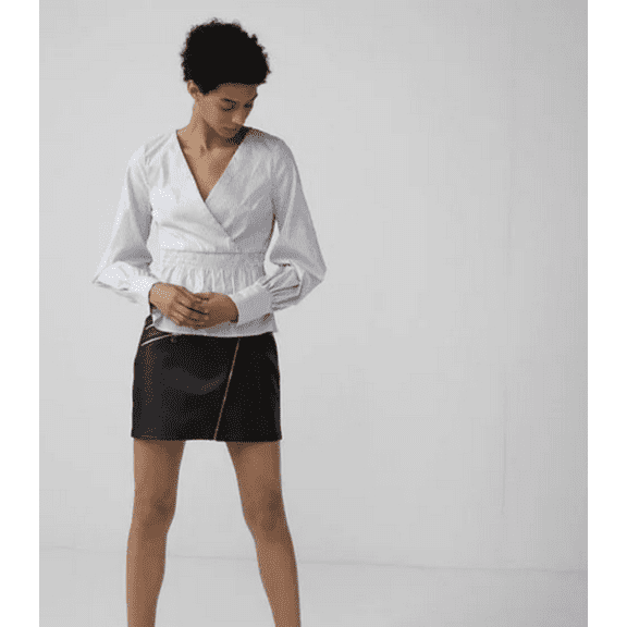 Express Black Striped Smocked Blouse Medium